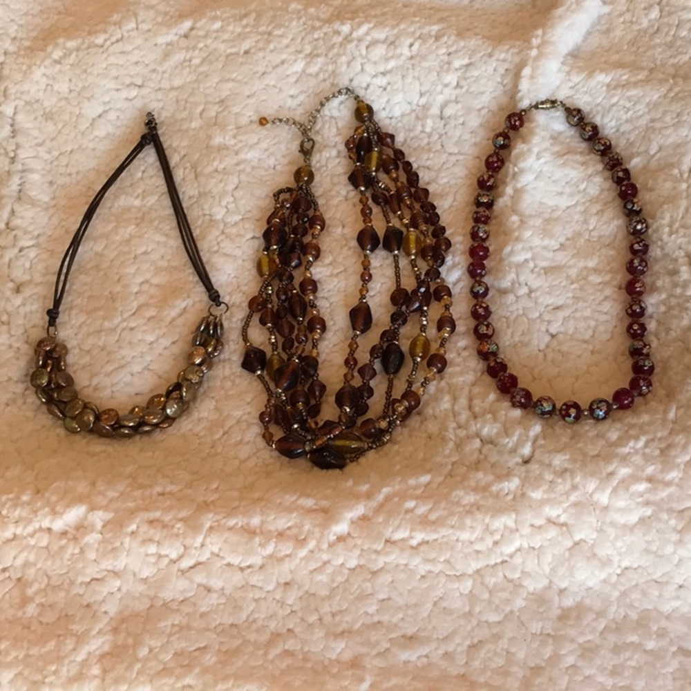 Beaded Necklaces - 3 Assorted. Varied Lengths 8-10”